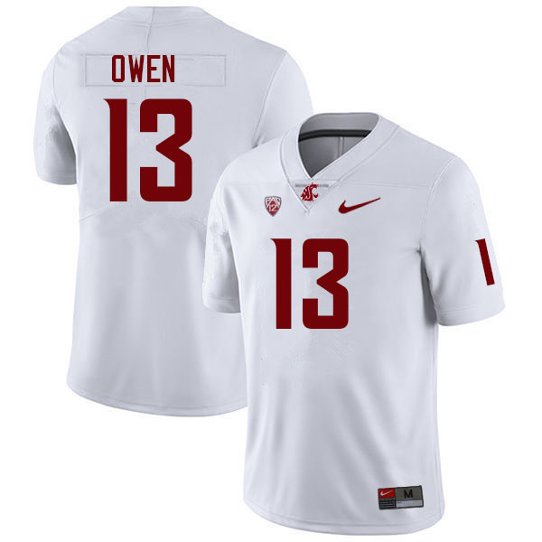 Men #13 Drake Owen Washington State Cougars College Football Jerseys Sale-White